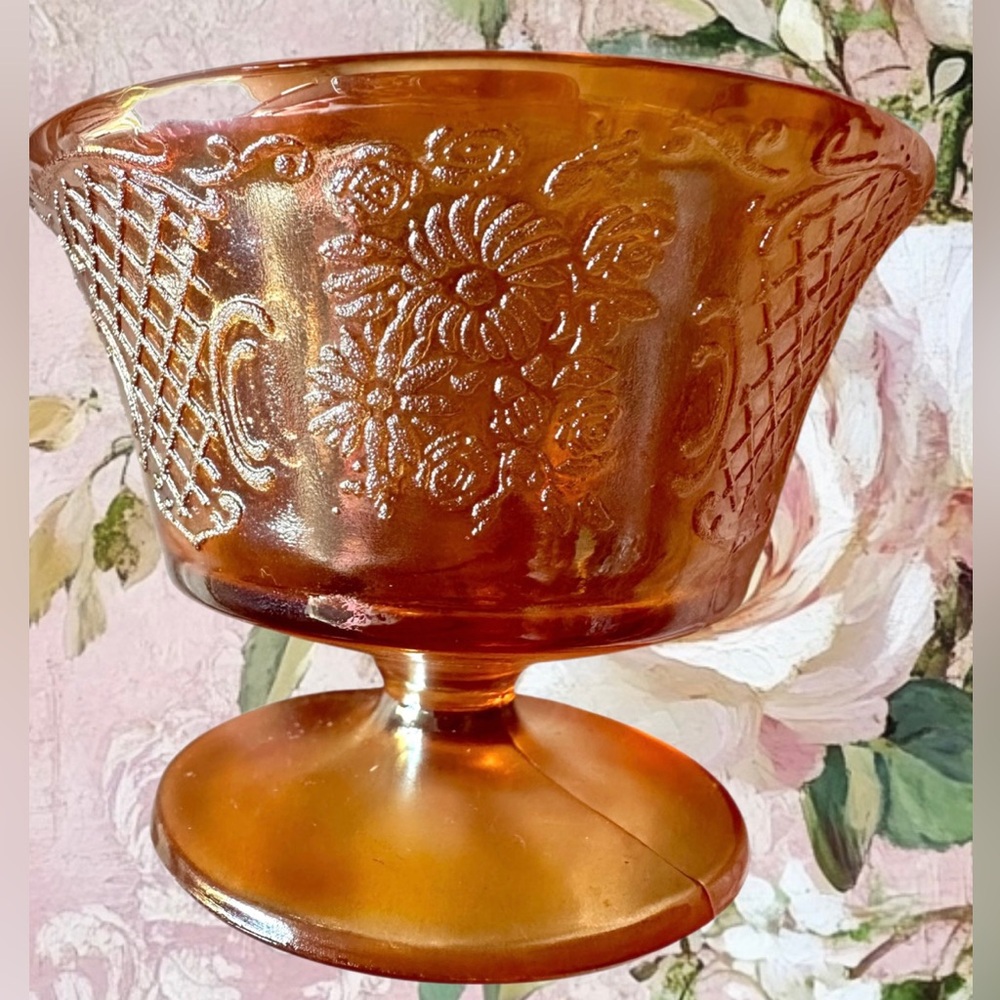 Federal Glass (Set of 2) Normandie “Boutique and Lattice” footed dessert cups